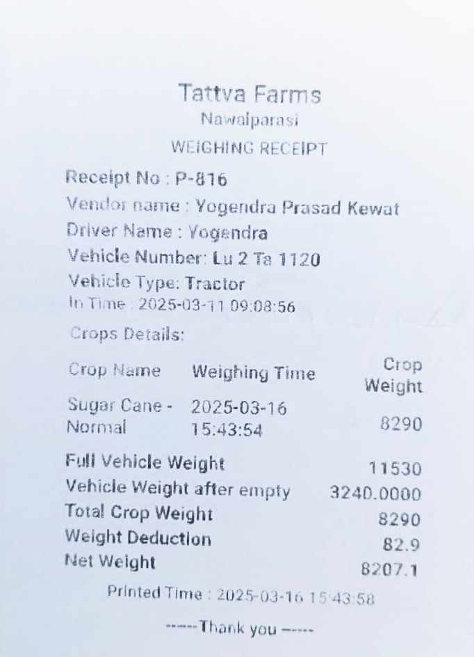 रसिद छ, पैसा छैन : तत्व फार्मको उखु खरिद र चुनावी नैतिकतामाथि प्रश्न